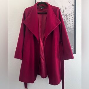 Liz Claiborne Vintage Wool Blend Deep Red Mid Trench Pea Coat Jacket size Small